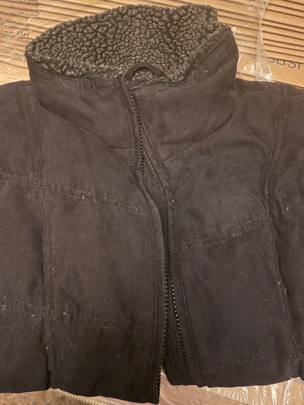 L.L. Bean Black Sherpa-Lined Puffer Vest